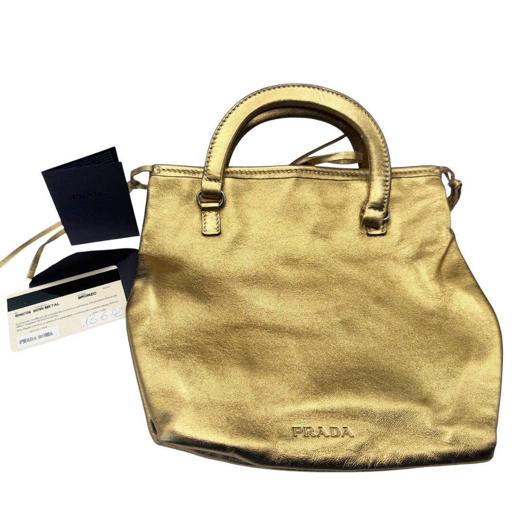 Authentic Prada Gold Leather Mini Tote PRADA
