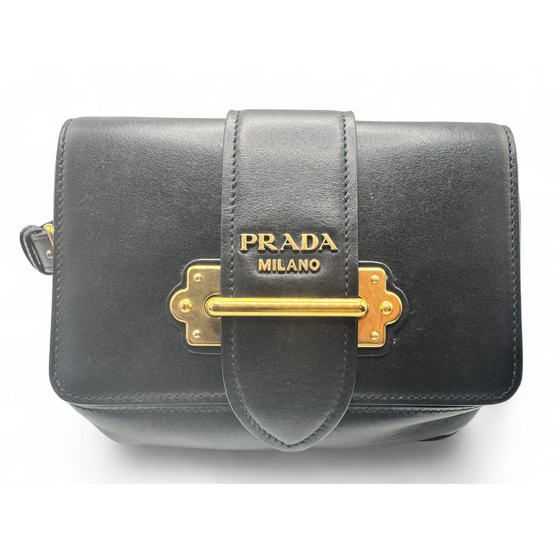 Authentic Prada Leather Cahier Convertible Belt Bag – Black with Gold Hardware PRADA
