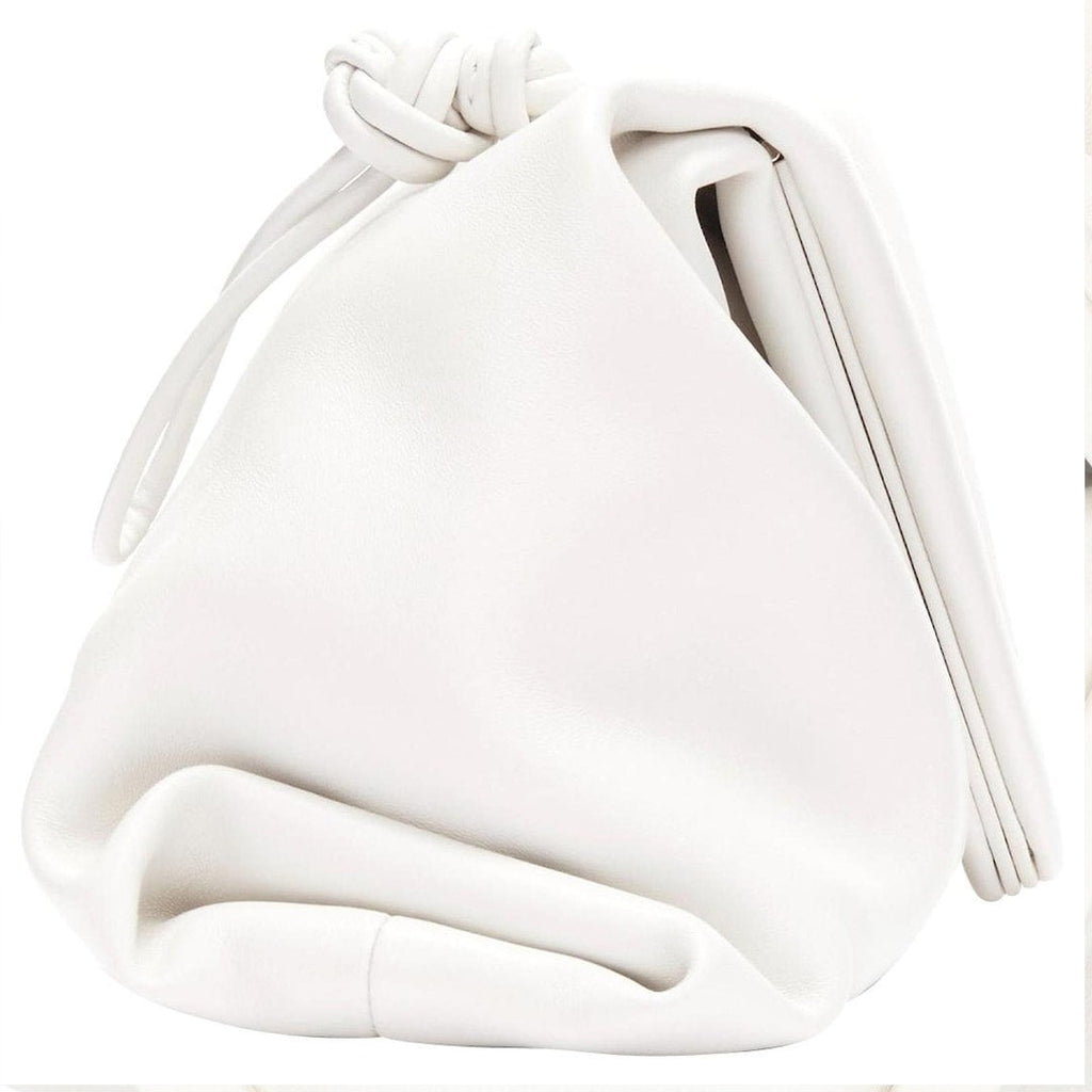 Bottega Veneta Trine Triangle Clutch in White Leather | Daniel Lee Era Bottega Veneta