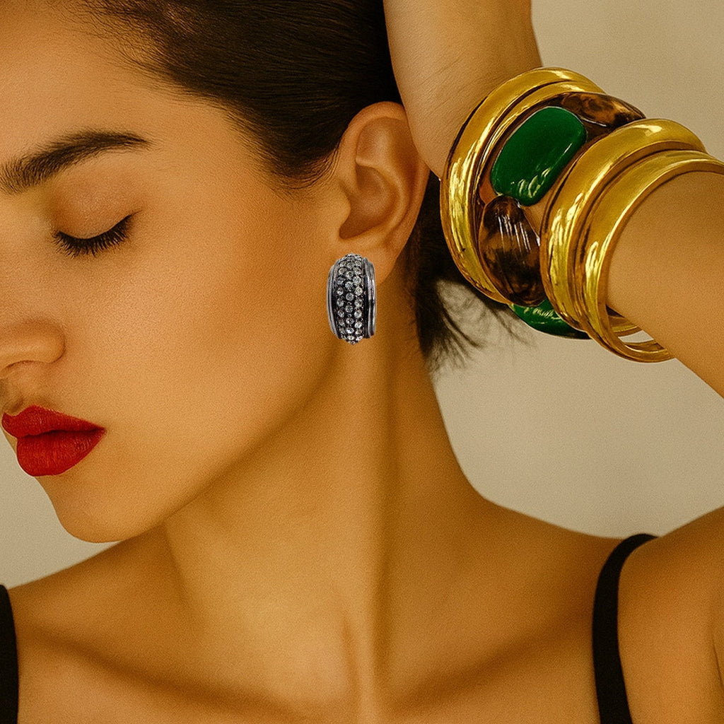 Vintage Yves Saint Laurent Crystal Rhinestone Clip-On Earrings – 3” Statement Pair YSL, Yves Saint Laurent