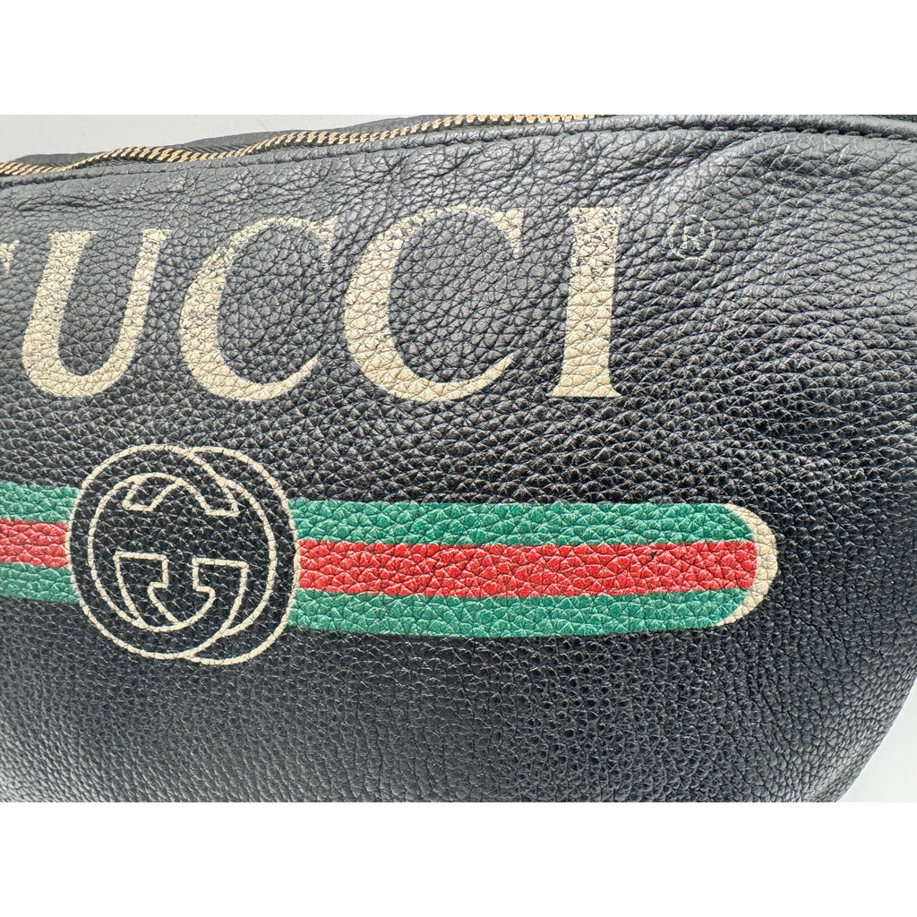 Gucci Logo Belt Bag in Black Calfskin Leather – Medium Size Gucci